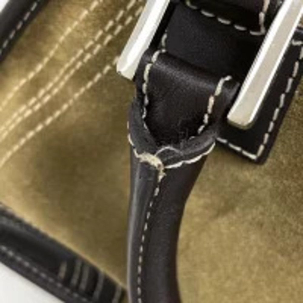 Loewe Anagram Handbag Suede Khaki Brown Green - Picture 5 of 7